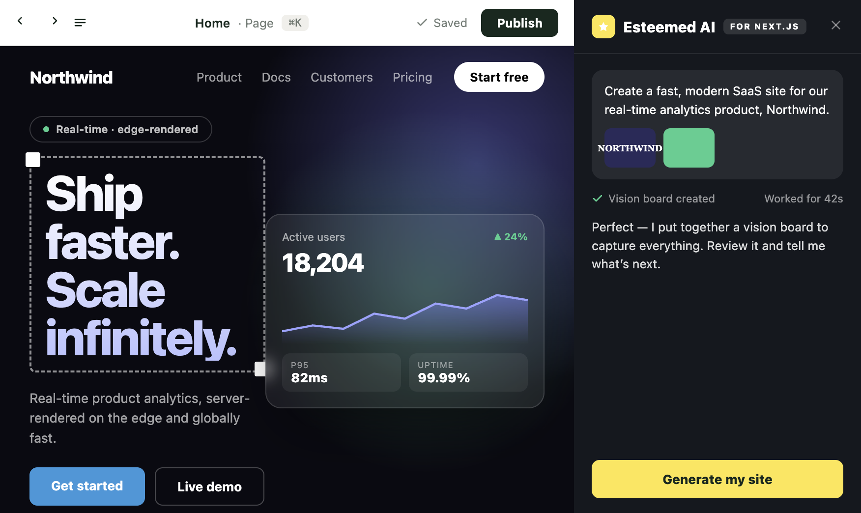 Next.js site built with Esteemed AI